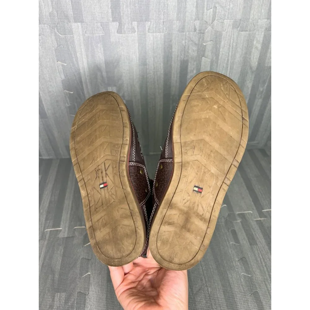Tommy Hilfiger Boots Boys Size 4 Brown Leather lace Up Huntlee Mid Cut